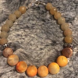 Orange banded Agate Bracelet w/ Crackled Glass